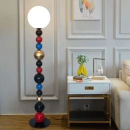 American Colourful Round Glass Ball Floor Lamps Modern Designer Standing Floor Lights for Living Room Bedroom Table Beside Lamps