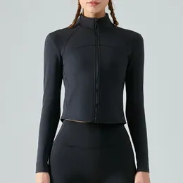 Active Shirts Logo AI Jacket Women's Full Zipper Slim Fit Long Sleeve Open Umbilical Top Fitness Yoga Shirt Suit