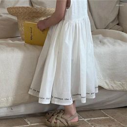 Girl Dresses Deer Jonmi Korean Style 2024 Summer Baby Girls Letter Printed Dress Sleeveless Cotton Vest Ball Gown Children Casual