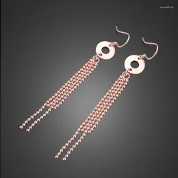 Dangle Earrings Design 925 Sterling Silver Long Tassel For Women Girl Bohemia Rose Gold Round Earring Fashion Silve Jewellery