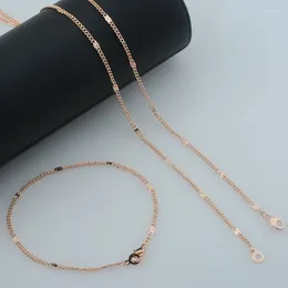 Necklace Earrings Set 1 Jewelry Men Women 585 Rose Gold Color Elegant Bracelet Carving Smart Chain