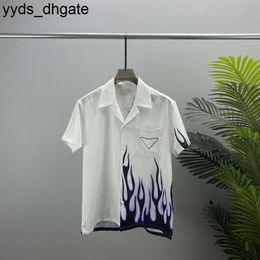 Prado men designer shirt Plus Sizes 3XL Mens Casual vintage Shirts Short Sleeve Summer Shirt Skinny Fit Various Pattern Man Clothes Cardigan Blouse
