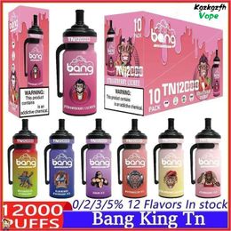 Puff 12k Original Bang King TN 12000 Puff Vape Disposable E-cigarettes 20ml Prefilled Pod Mesh Coil 650mah Rechargeable Battery Vaper 0% 2% 3% 5% Pen 12 flavors in stock