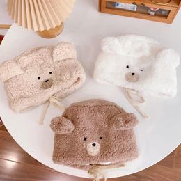 Berets Cute Ear Protective Winter Warmer Lambs Wool Hairball Bear Muff Caps Korean Beanies Hat Women Bomber Hats