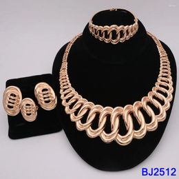 Necklace Earrings Set Jewellery Luxury For Women Dubai Gold Colour African Arabic Wedding Bridal Collection Sets