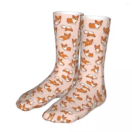 Men's Socks Harajuku Cartoon Corgis Pattern Women 2024 Men Dog Lover Bike Sock