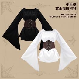 European and American Mediaeval Renaissance long sleeved shirt waist top stage performance suit pirate shirt woman