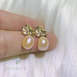 Dangle Earrings Pink Baroque Pearl Earring 18 K Gold Ear Drop Party Fashion Hook Gift Classic