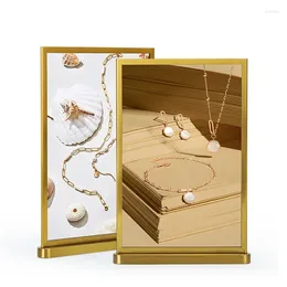 Jewellery Pouches High-End Shop Desktop Display Card Metal Edge Counter Vertical Table Advertising Billboard Desk Sign