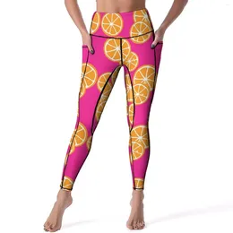 Women's Leggings Oranges Slices Sexy Fruits Print High Waist Yoga Pants Breathable Leggins Lady Design Fitness Running Sports Tights