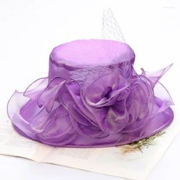 Berets Summer Fascinator Hat Foldable Wedding Dresses Hats Wide Brim Flower Basin Cap