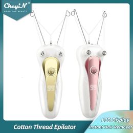 CkeyiN Cotton Thread Epilator Electric Women Hair Remover Defeather Instant Hair Removal Threading Depilation LCD Display 240221