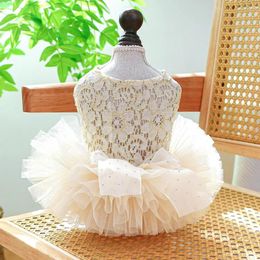 Dog Apparel Pet Products Dogs Cats And Clothing Sweet Comfortable Fluffy Gauze Skirt Chest Back High-end Dress Wedding