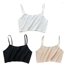 Camisoles & Tanks Women Girls Ice Silk Crop Top Seamless Bralette Solid Colour Wire Camis Vest