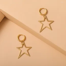 Dangle Earrings 2024 Simple Style Hollow Star Stainless Steel Gold-plated Buckle Irregular Pentagram Titanium