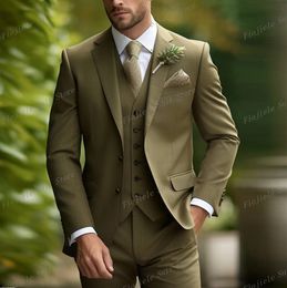 New Male Tuxedo Groom Groomsman Men Suit Wedding Party Formal Occasions Business 3 Piece Set Jacket Pants B27