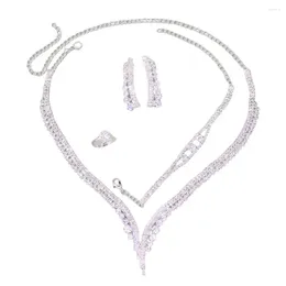 Necklace Earrings Set 1 Bridal Jewellery Anti-fade Ladies Simple Bracelet Ring Dress Up