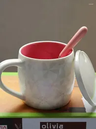 Mugs Spoon With Lid Floral Cup Coffee Creative Water Minimalist Mug Breakfast