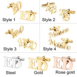 Gemelos Personalizados Boda Letter Name Cufflinks For MenCustom Initials Cuff Buttons Wedding Gifts Shirt Man Jewellery Cuffs 240219