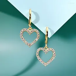 Dangle Earrings Light Luxury And Sweet Daily Love Plating Yellow Gold Inlaid With Imported High Carbon Diamond Commuter