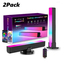 Night Lights FTOYIN WIFI Music Light Bar Bluetooth RGB Desk Atmosphere Lamp 2pack Game TV Wall Computer Decoration Rhythm