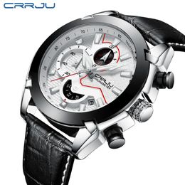 CRRJU Men's Watch Luminous Quartz Watch Male Original Brand Fashion business Waterproof Wristwatch Military Gift Clock mascul247z