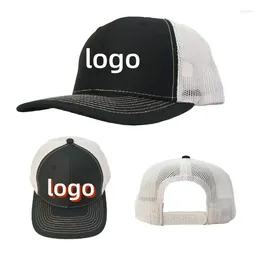 Ball Caps Custom Logo 6 Panel Trucker Solid Color Mesh Splicing Breathable Adjustable Baseball Cap Hip Hop Summer Shade Snapback Hat