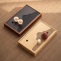 Tea Trays Chinese Style Bamboo Tray Water Storage Type Household Set Dry Brewing Table Ceremony Tools Sea