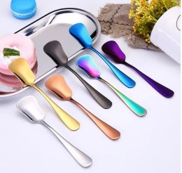 Stainless Steel Ice Cream Spoon Cake Honey Coffee Spoons Solid Colour Yoghourt Dessert Small Scoop Kitchen Hotel Dining Supplies TH1308