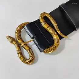 Belts Designer For Women High Quality Shinny Snake Buckle PU Leather Belt Ladies Jeans