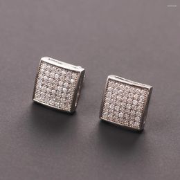 Stud Earrings Square Full Zircon Hip Hop Foreign Trade Fashion Micro-set