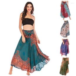 Skirts Flowy Maxi Skirt With Unique Print Lightweight And Breathable Summer Long N7YE