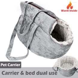 Cat Carriers Plush Carrier Warm Winter Dog Bag For Cats Travel Handbag Carrying Bed Dogs