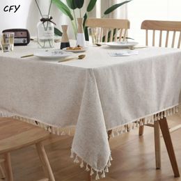 Cotton Linen with Tassel Rectangular Table Cloth Kitchen Table Map Towel Tablecloth for Wedding Decor Coffee Table Cover 240220