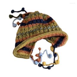 Berets Winter Peruvian Cover Ears Beanie Hat Ear Flaps Ski Snow Hats Knit Pom Skull Cap For Women Girls Gifts