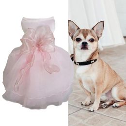 Dog Apparel Pretty Pet Wedding Dress Organza Fastener Tape Breathable Lace Princess Sleeveless Clothes Decorative