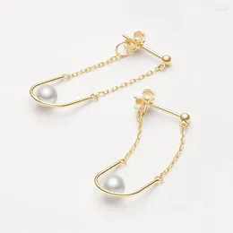 Dangle Earrings Swing Pearl Tassel Female Japanese Simple Style Workplace Accessories Fashion Retro Temperament All-Match