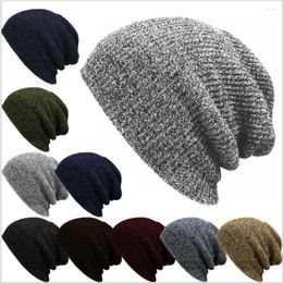 Berets Winter Striped Skullies Mens Beanie Hat Female Wool Knitted Warm Cap For Men Women Unisex Oversized Skiing