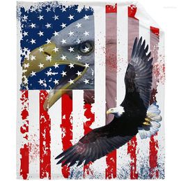 Blankets American Flag E-agle Soft Warm Cozy Flannel Blanket Fit For Sofa Bed Home Office Camping Use