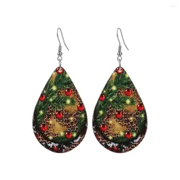 Dangle Earrings 2024 Fashion Jewelry Christmas Tree For Women Vintage Flower Wood Drop Pendientes Mujer