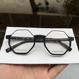 Sunglasses Frames French Designer Polygon Acetate Black Fiber Eyeglasses Fashionable Retro Myopia Hyperopia And Progressive Lenses