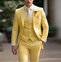 New Male Tuxedo Groom Groomsman Men Suit Wedding Party Formal Occasions Business 3 Piece Set Jacket Pants B19