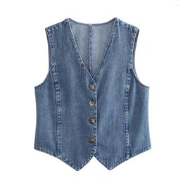 Women's Vests Women Waistcoat 2024 Clothing Washed Denim Vest Modern Lady Jeans Crop Tank Top