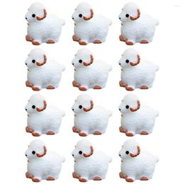 Garden Decorations 12 Pcs Model Baby Sheep Ornaments Decor Miniature Glass Synthetic Resin Plants Layout Props