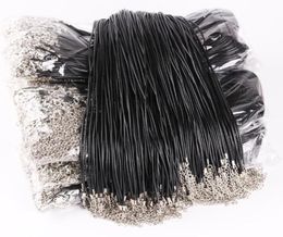 Black Leather Cord Rope 1.5mm for DIY Pendant Necklace Gift With Lobster Clasp Link chain Charms Jewellery 100pcs/lot Wholesale4288002