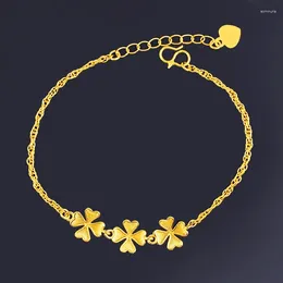 Charm Bracelets Flower Bracelet Women's Imitation Gold Hand Jewellery Korean-style Simple Gold-plated Sand Metal