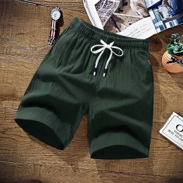 Summer Shorts Men Solid Casual Shorts Men 100% Cotton Cargo Shorts Brand Beach Shorts Cotton Linen Boardshort Asia Size