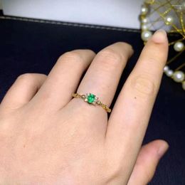Cluster Rings Elegant 925 Silver Emerald Ring For Young Girl 3mm 4mm Natural Brithday Gift Friend