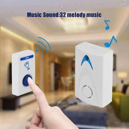 Doorbells LED Wireless Store Doorbell Volume Adjustable Office Door Bell Remote Control Battery Powered Security Portable 32 Tune Songs