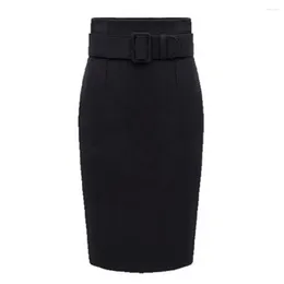 Skirts Slimming Skirt Winter Solid Colour Stylish Women's High Waist Knee Length Midi Slim Fit For Fall/winter